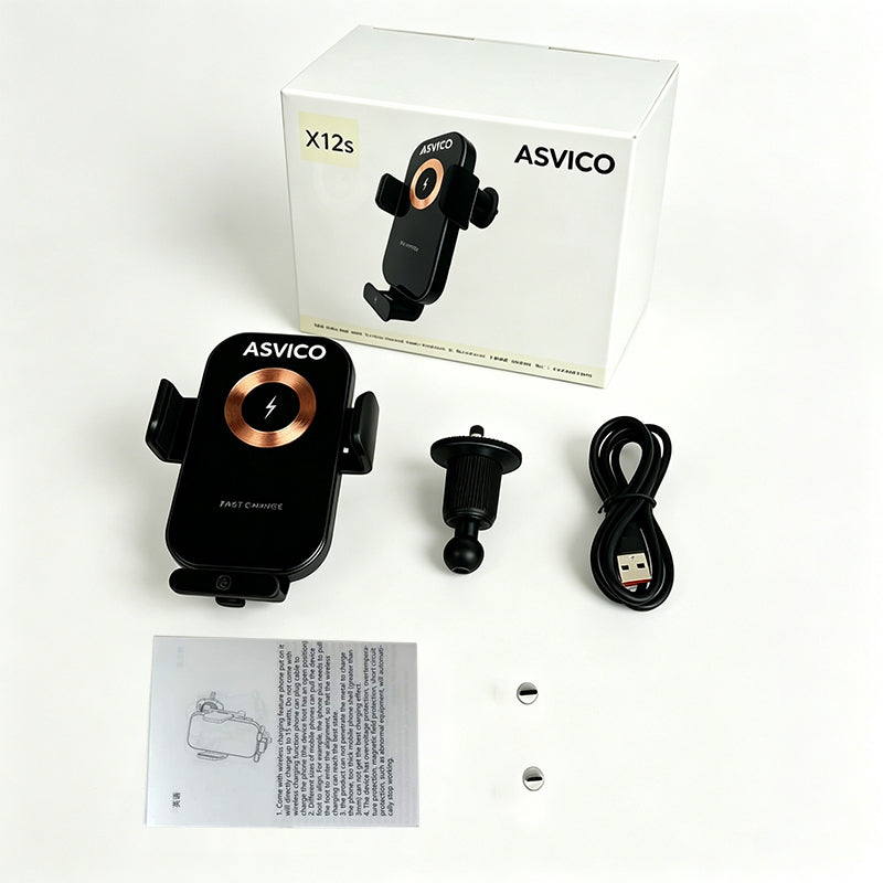 X12S Glass-Surface Car Phone Mount: Fast Charging with Cooling & Heat Dissipation