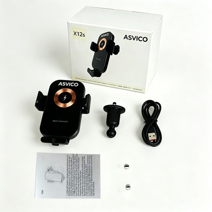 X12S Glass-Surface Car Phone Mount: Fast Charging with Cooling & Heat Dissipation